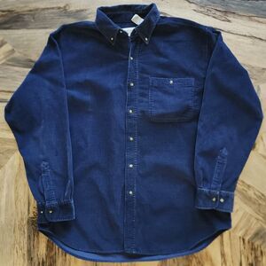 Vintage Northwest Territory Dark Blue Corduroy Button Up Shirt Sz L
